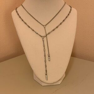 torrid Silver Layered Y-Necklace with Rhinestone Drops
